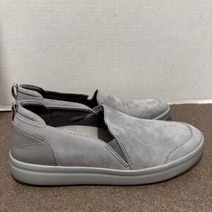 Vionic Penelope Gray Orthotic Comfortable Nubuck Slip-On Leather Sneakers